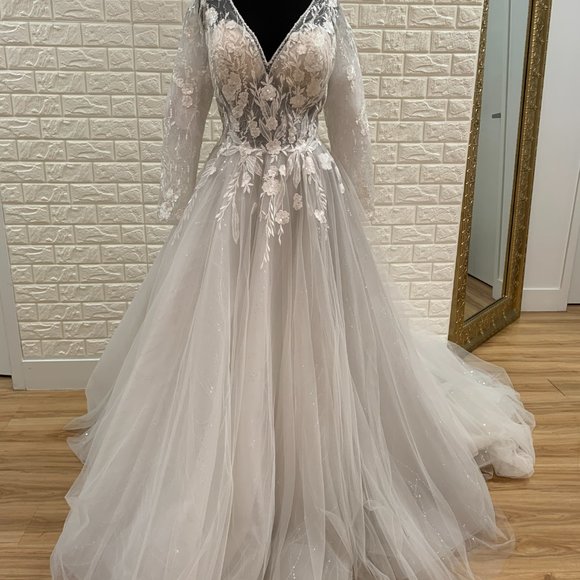 Madison James Style #MJ617 Long Sleeve Wedding Gown - Picture 2 of 12